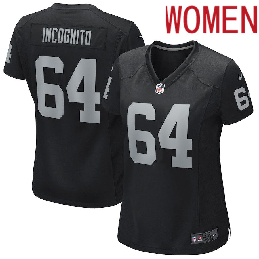 Women Oakland Raiders #64 Richie Incognito Black Nike Game NFL Jersey->women nfl jersey->Women Jersey